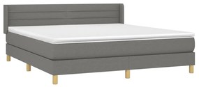 vidaXL Κρεβάτι Boxspring με Στρώμα Σκούρο Γκρι 180x200 εκ Υφασμάτιν