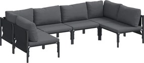 vidaXL Σετ Καναπέ Κήπου 6 τμχ. Μαύρο Ατσάλι