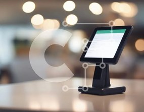 Intra Συλλεκτικό Ξύλινο Παζλ Plywood 4mm - Τερματικό ψηφιακών πληρωμών στο σύγχρονο εστιατόριο Σε Ξύλινο Κουτί - Διαστάσεις Puzzle: 10x10 cm – 25 κομμάτια