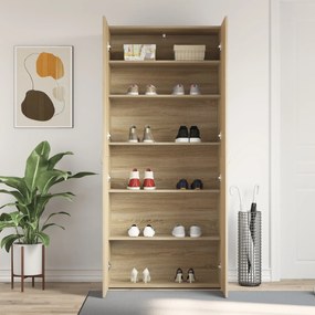 vidaXL Ντουλάπα Παπουτσιών Σονόμα 80x35,5x180 εκ Επεξεργασμένο Ξύλο