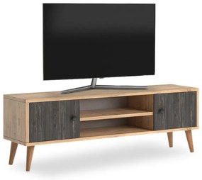 Έπιπλο τηλεόρασης Parma Megapap από μελαμίνη χρώμα industrial grey - oak 120x30x40εκ.