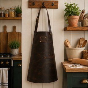 ΣΥΛΛΟΓΉ CHEF ΕSSENTIALS SMOOTH LEATHER KIDS APRON CHESTNUT DOXX AMSTERDAM