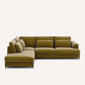 Γωνιακός καναπές αριστερός, βελούδινος, Marsile