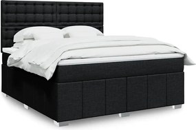 vidaXL Κρεβάτι Boxspring με Στρώμα Μαύρο 180x200 εκ. Υφασμάτινο