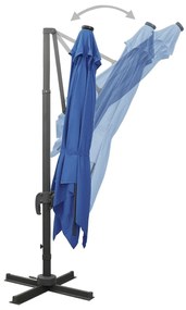 Ομπρέλα Κρεμαστή με Ιστό και LED Αζούρ Μπλε 300 εκ. - Μπλε