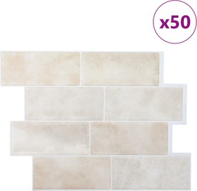 vidaXL Πλακάκι Subway 50 pcs Μπεζ Μάρμαρο 29 x 21 εκ