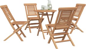 vidaXL Σετ Κήπου 5 τμχ. Καφέ 60 x 60 x 75 cm Συμπαγές ξύλο teak