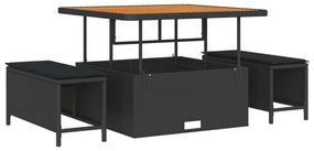 vidaXL 11 Κομμάτι Σετ Καναπέ Κήπου με Μαξιλάρια Μαύρο Πολυ Ρατάν Ακακία