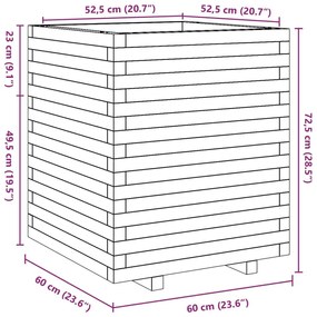 Ζαρντινιέρα Κήπου 60x60x72,5 εκ από Μασίφ Ξύλο Πεύκου - Καφέ