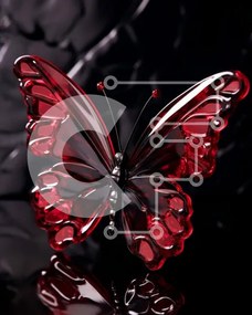 Intra Συλλεκτικό Ξύλινο Παζλ Plywood 4mm - Κόκκινο γυάλινο γλυπτό πεταλούδας Σε Ξύλινο Κουτί - Διαστάσεις Puzzle: 10x10 cm – 25 κομμάτια