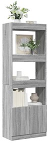 vidaXL Ντουλάπι Γκρι Sonoma 63x33x180 εκ. από Επεξεργασμένο Ξύλο
