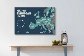 Εικόνα εκπαιδευτικό χάρτη με ονόματα χωρών της Ε.Ε - 120x80
