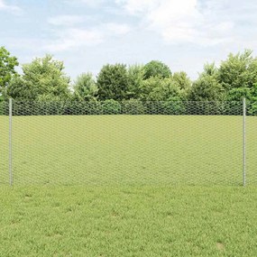 vidaXL Φράχτης με Στήλες. Ασημί 0.8 x 25 m Ατσάλι