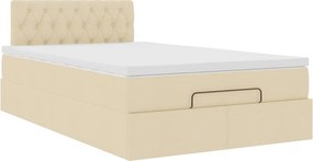 vidaXL Οθωμανικό κρεβάτι με στρώμα Cream 120x190 cm Ύφασμα