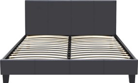 Κρεβάτι Flat Megapap από τεχνόδερμα χρώμα μαύρο ματ 160x200εκ.