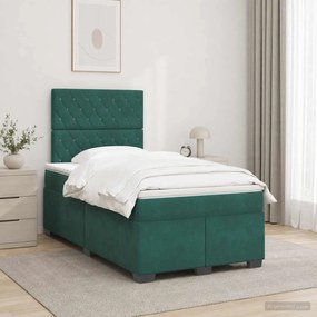 vidaXL Κρεβάτι box spring με στρώμα Σκούρο Πράσινο 120 x 190 cm