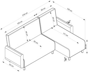 Stewehome σετ γωνιακού καναπέ liva 216x111x45 cm