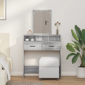 vidaXL Καθρέφτης με Συρτάρια Γκρι Σοναμά 79x41x140 εκ