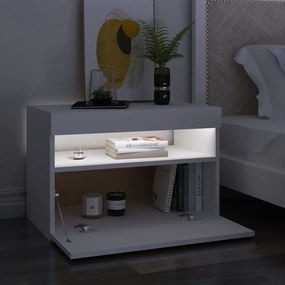 vidaXL Κομοδίνο με LED Λευκό 60 x 35 x 40 εκ. από Επεξεργασμένο Ξύλο