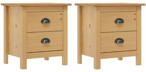 vidaXL Κομοδίνα Hill 2 Τεμ. 46 x 35 x 49,5 εκ. από Μασίφ Ξύλο Πεύκου