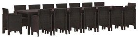 vidaXL Σέτ φαγητού για κήπο 17 pcs Καφέ Rattan Polt