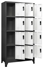 vidaXL Φοριαμός Ανθρακί και Λευκός 90 x 45 x 180 εκ. Ατσάλινος