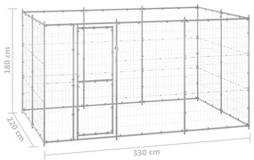 vidaXL Κλουβί Σκύλου Εξωτερικού Χώρου 7,26 μ² από Γαλβανισμένο Χάλυβα