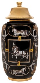 Βάζο Με Σχέδια 88134 18x37cm Black-Gold Κεραμικό