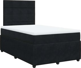 vidaXL Κρεβάτι Boxspring με Στρώμα Μαύρο 120x190 εκ. Βελούδινο
