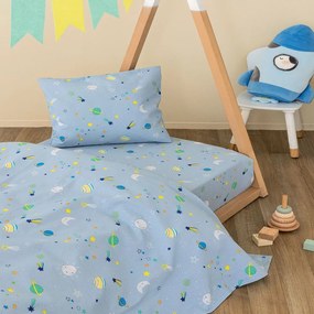 Σεντόνια Βρεφικά PP100 Με Λάστιχο (Σετ 3τμχ) Blue Palamaiki Cradle 100% Βαμβάκι