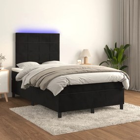 ΚΡΕΒΑΤΙ BOXSPRING ΜΕ ΣΤΡΩΜΑ &amp; LED ΜΑΥΡΟ 120X190 ΕΚ. ΒΕΛΟΥΔΙΝΟ 3270313