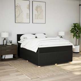 vidaXL Κρεβάτι Boxspring με Στρώμα Μαύρο 160x200 εκ. Υφασμάτινο