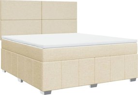 vidaXL Κρεβάτι Boxspring με Στρώμα Κρεμ 180x200 εκ. Υφασμάτινο