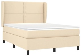 Κρεβάτι Boxspring με Στρώμα Κρεμ 140x200 εκ. Υφασμάτινο - Κρεμ