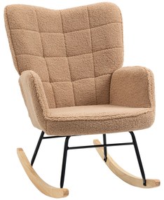 Πολυθρόνα-κουνιστήρα σε ρετρό στυλ, μασίφ ξύλο, πολυθρόνα, πολυθρόνα χαλάρωσης, 98 cm x 71 cm x 101 cm, Καφέ