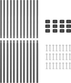 vidaXL Στύλος Περιφράξεων 12 pcs Γκρι Ατσάλι με Επικάλυψη Πούδρας