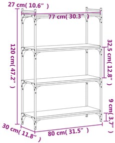 ΒΙΒΛΙΟΘΗΚΗ 4 ΕΠΙΠΕΔΩΝ ΜΑΥΡΗ 80X30X120 ΕΚ. ΕΠΕΞΕΡΓΑΣΜΕΝΟ ΞΥΛΟ 837672