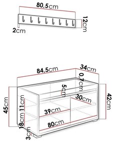 Σετ διαδρόμου Trenton 128, 207x85x34cm, 22 kg, Ταπισερί, Πλαστικοποιημένη μοριοσανίδα, Τοίχου, Εντοιχισμένη | Epipla1.gr