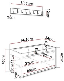 Σετ διαδρόμου Trenton 128, 207x85x34cm, 22 kg, Ταπισερί, Πλαστικοποιημένη μοριοσανίδα, Εντοιχισμένη, Τοίχου | Epipla1.gr