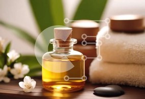 Intra Συλλεκτικό Ξύλινο Παζλ Plywood 4mm - Μπουκάλι αιθέριου ελαίου με πετσέτες και λουλούδια Σε Ξύλινο Κουτί - Διαστάσεις Puzzle: 10x10 cm – 25 κομμάτια