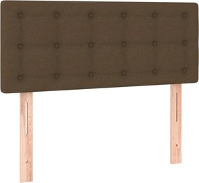vidaXL Κρεβάτι Boxspring με Στρώμα Σκούρο Καφέ 90x200 εκ. Υφασμάτινο
