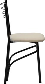 Καρέκλα "ΡΙΓΑ" από μέταλλο/τεχνόδερμα σε μαύρο gloss/εκρού χρώμα 40x36x83