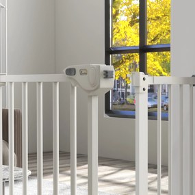 Dog Door Gate Barrier Pet Gate Metal Plastic 74-80/87-94cm Λευκό