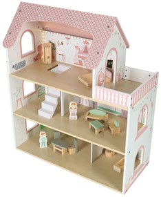 Ξύλινο Κουκλόσπιτο Ροζ KX3053 IKONKA