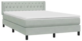 vidaXL Κρεβάτι Boxspring με Στρώμα Ανοιχτό Γκρι 160x210 εκ. Βελούδινο