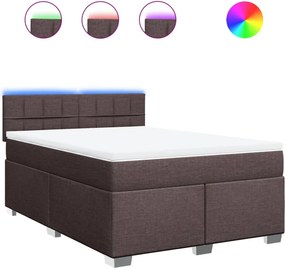 vidaXL Κρεβάτι Boxspring με Στρώμα Σκούρο Καφέ 140x190 εκ. Υφασμάτινο