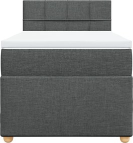 vidaXL Κρεβάτι Boxspring με Στρώμα Σκούρο Γκρι 100x200 εκ. Υφασμάτινο