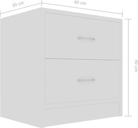 vidaXL Κομοδίνα 2 τεμ. Λευκά 40 x 30 x 40 εκ. από Επεξ. Ξύλο