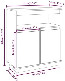 Συρταριέρα Λευκή 70x34x80 εκ. από Μασίφ Ξύλο Πεύκου - Λευκό