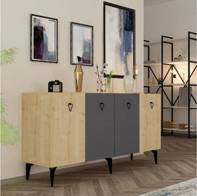 Stewehome Μπουφές Σαφίρ Δρυς Ανθρακί 150x40x79 cm